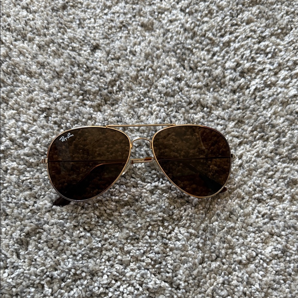 Ray-Ban Gold Frame Sunglasses with Brown Lenses
